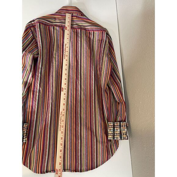 Robert Graham Sz L Button Down Shirt Classic Fit Multi Color Contrast Flip Cuff - Picture 9 of 12